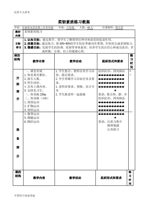 柔韧素质练习教案