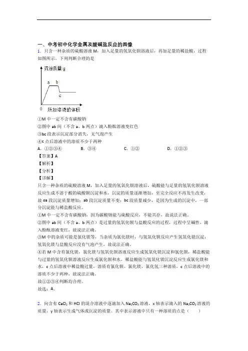 中考化学培优专题复习金属及酸碱盐反应的图像练习题及详细答案