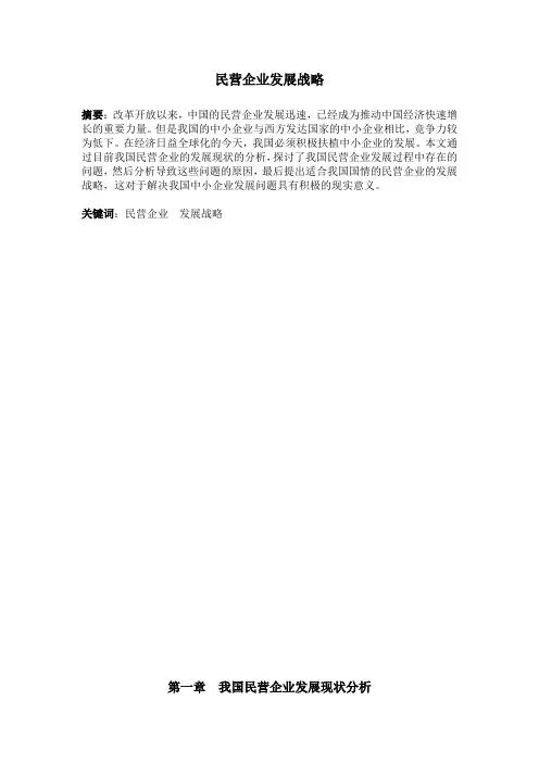 民营企业发展战略研究
