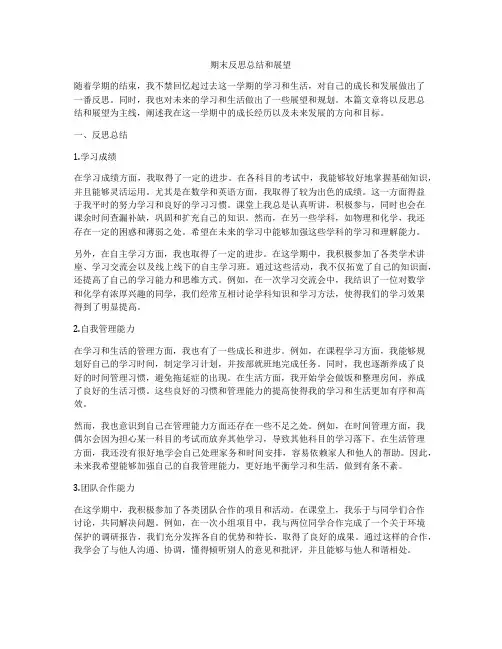 期末反思总结和展望