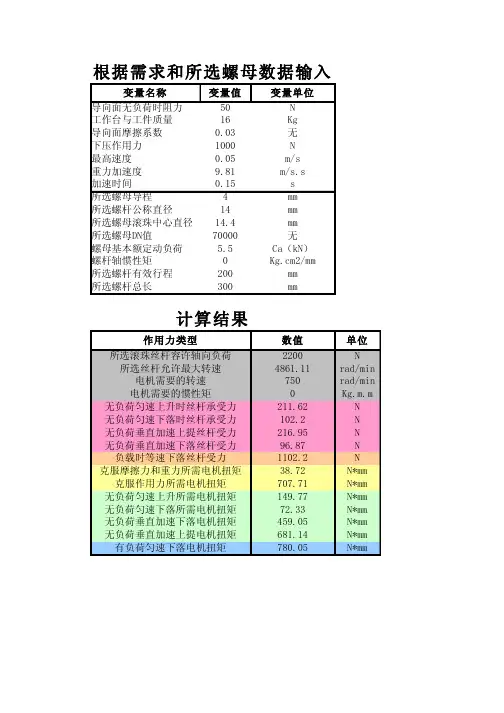 滚珠丝杆选型计算器