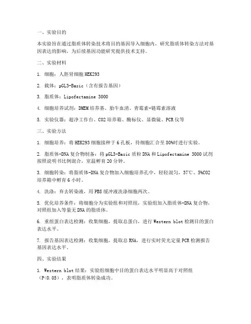 脂质体转染_实验报告