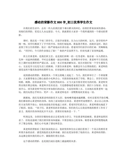 感动的背影作文800字_初三优秀学生作文