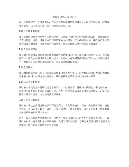 瞳孔知识点总结100字