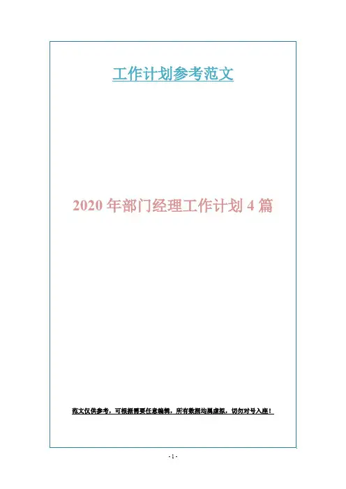 2020年部门经理工作计划4篇