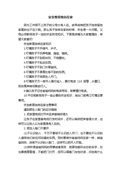 安全教育独自在家