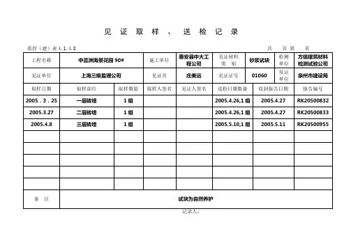 砂浆试块见证取样