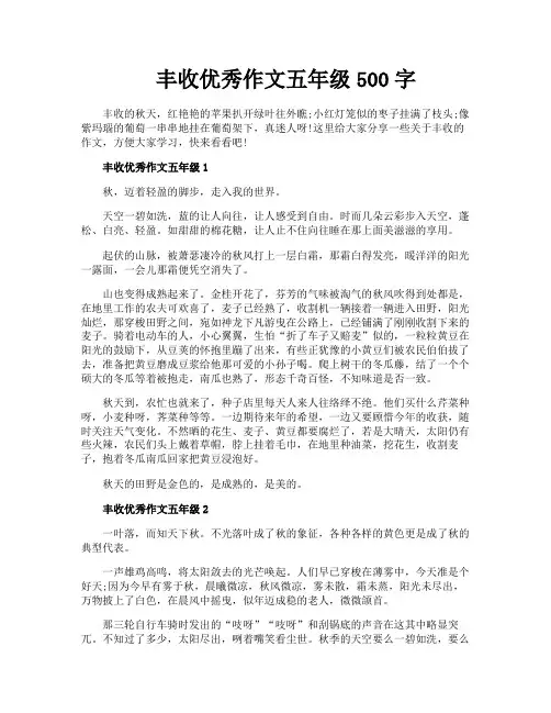 丰收优秀作文五年级500字