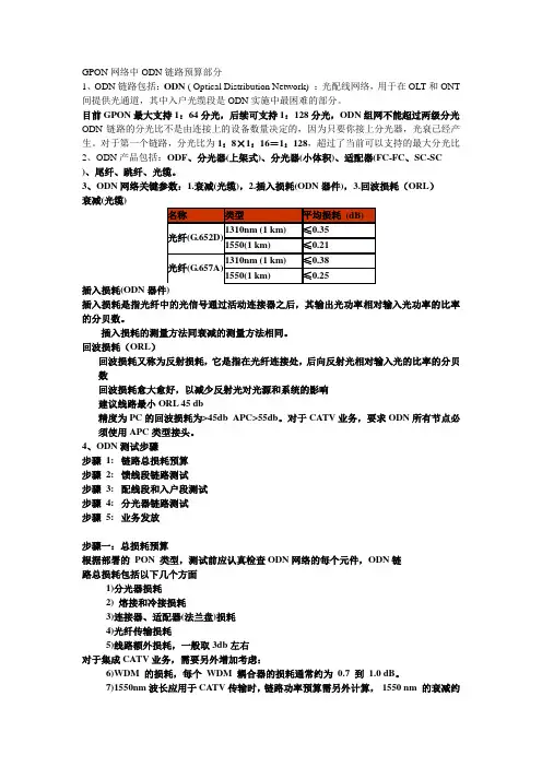 GPON网络中ODN链路预算