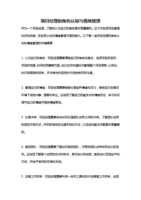 项目经理的角色认知与情绪管理