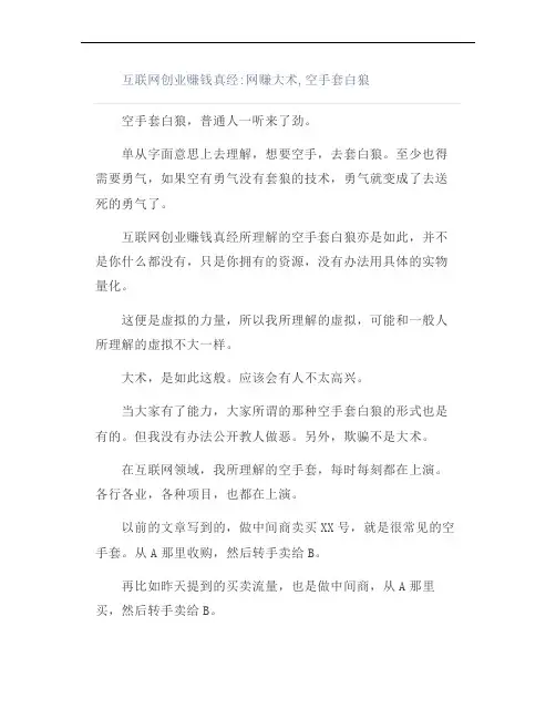 互联网创业赚钱真经：网赚大术,空手套白狼