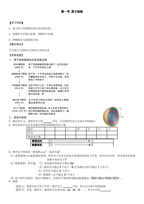1.1原子结构导学案高二下学期化学人教版选择性必修2