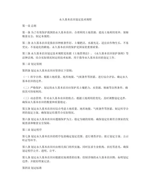 永久基本农田划定技术规程
