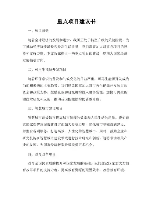 重点项目建议书