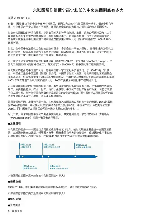 六张图帮你读懂宁高宁赴任的中化集团到底有多大
