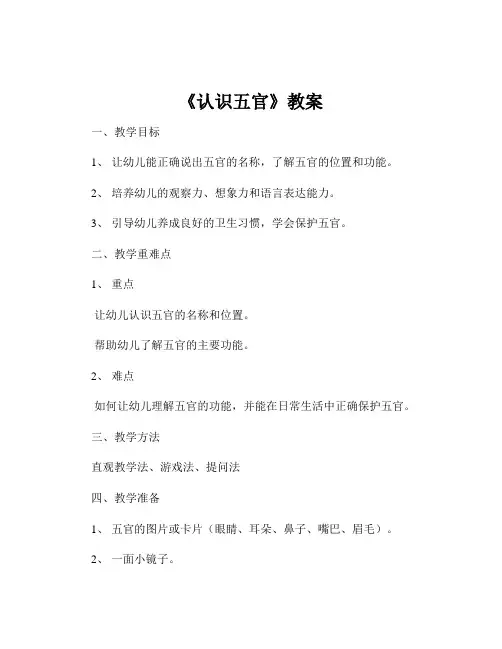 《认识五官》教案