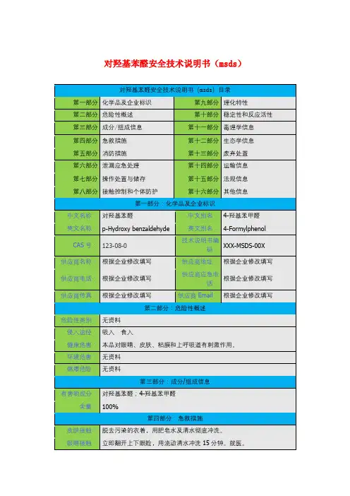 对羟基苯醛安全技术说明书(msds)