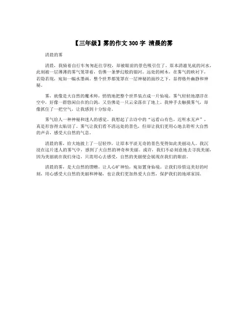 【三年级】雾的作文300字 清晨的雾