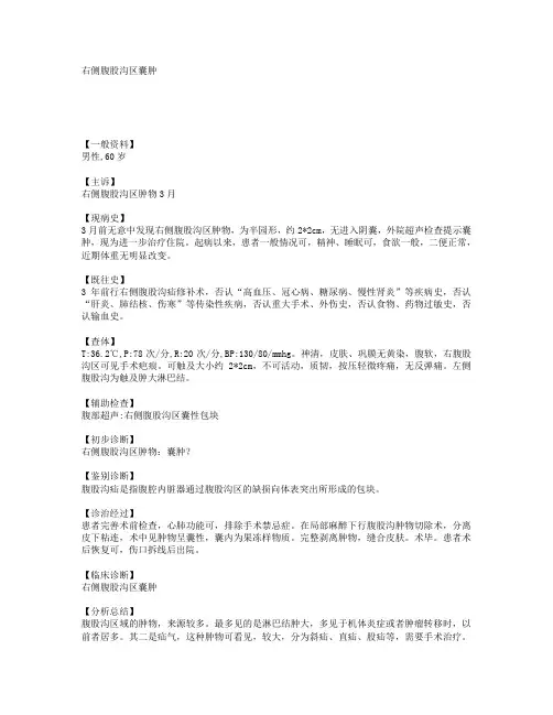 右侧腹股沟区囊肿 