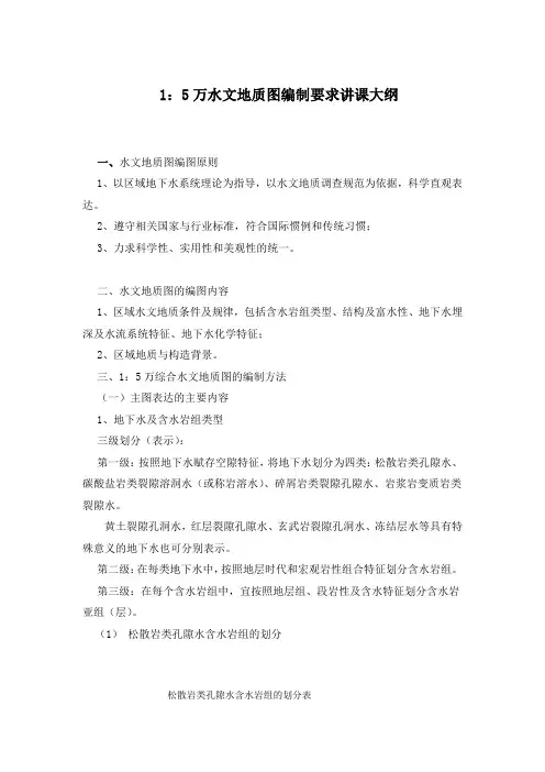 1：5万水文地质图编制要求