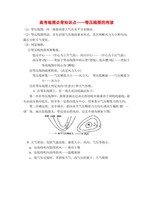 高考地理必背知识点等压线图的判读