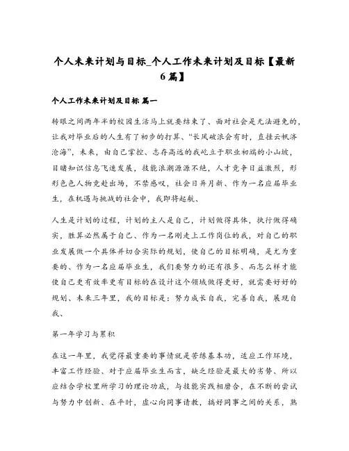 个人未来计划与目标_个人工作未来计划及目标【最新6篇】