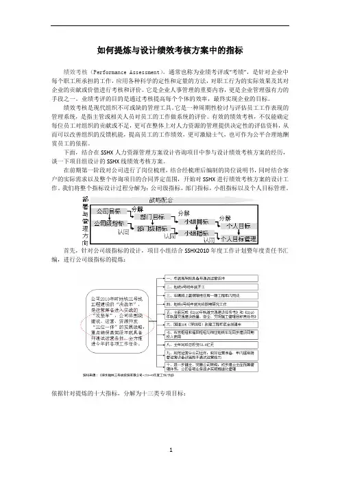 如何提炼与设计绩效考核方案中的指标
