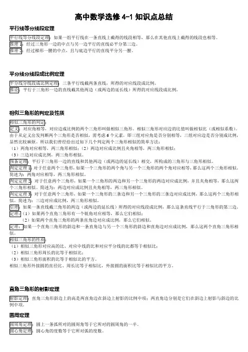 高中数学选修知识点总结(全)
