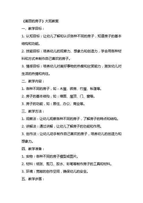 《美丽的房子》大班教案