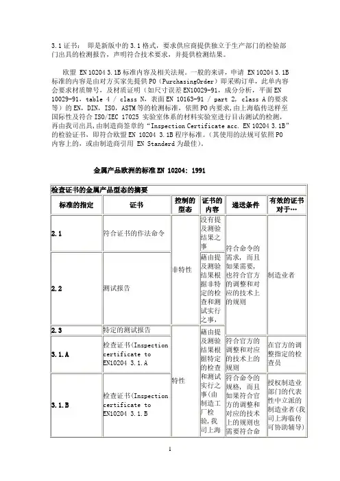 EN10204标准