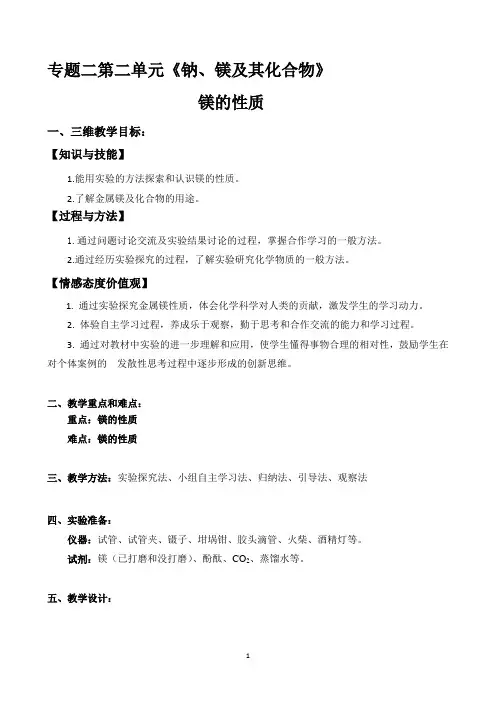 镁的教学设计