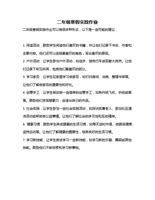 二年级寒假实践作业