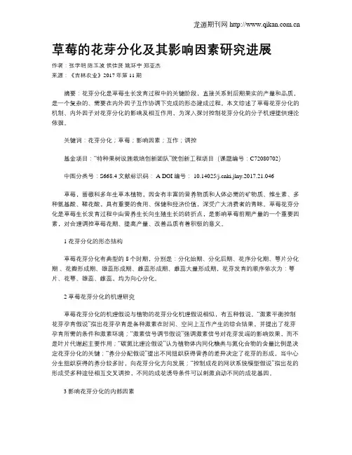 草莓的花芽分化及其影响因素研究进展