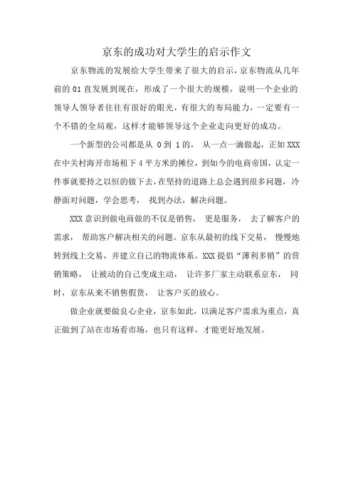 京东的成功对大学生的启示作文