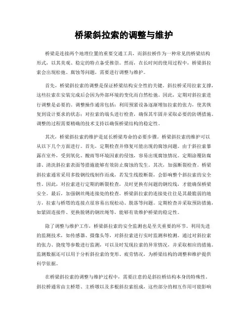 桥梁斜拉索的调整与维护
