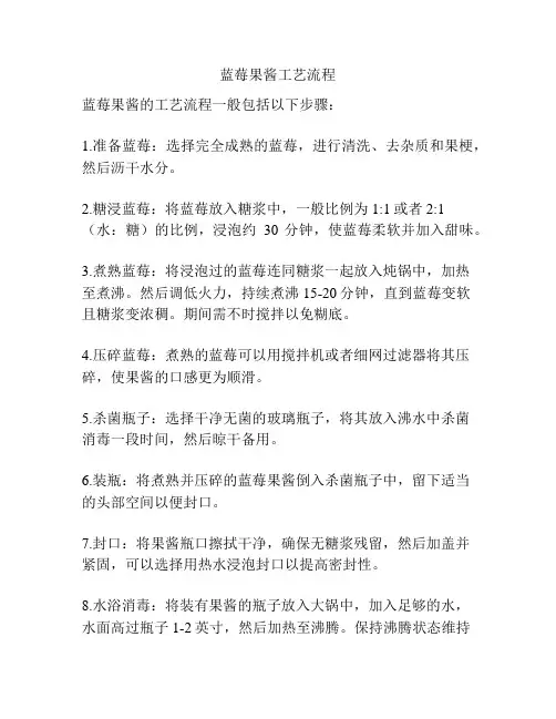 蓝莓果酱工艺流程