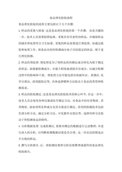 食品理化检验流程
