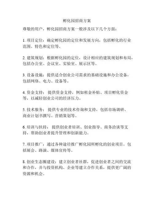 孵化园招商方案