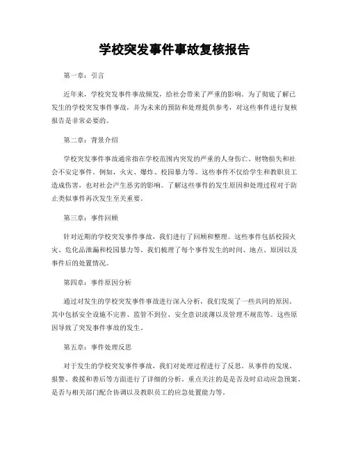 学校突发事件事故复核报告