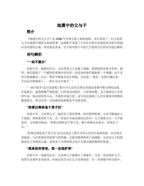《地震中的父与子》词句解析
