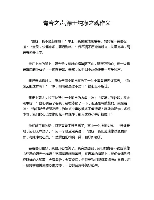 青春之声,源于纯净之魂作文