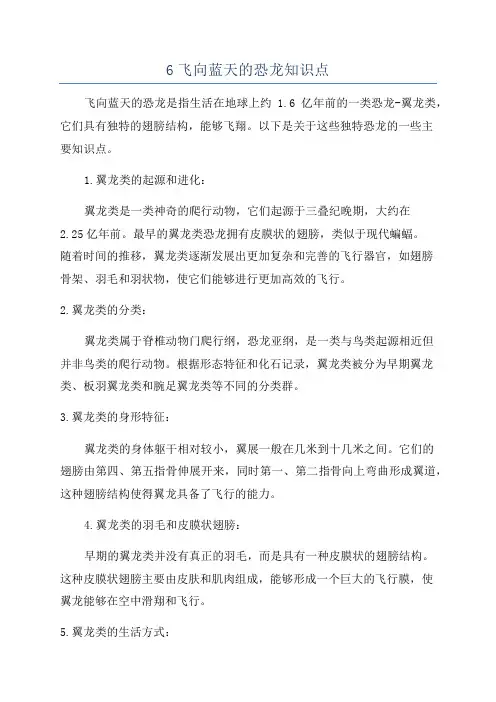6飞向蓝天的恐龙知识点