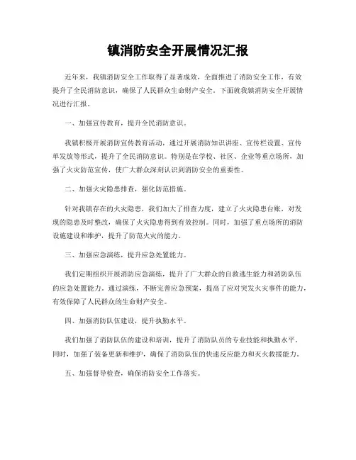 镇消防安全开展情况汇报