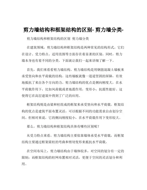 剪力墙结构和框架结构的区别- 剪力墙分类-