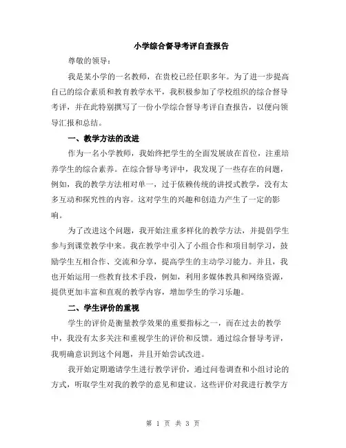小学综合督导考评自查报告