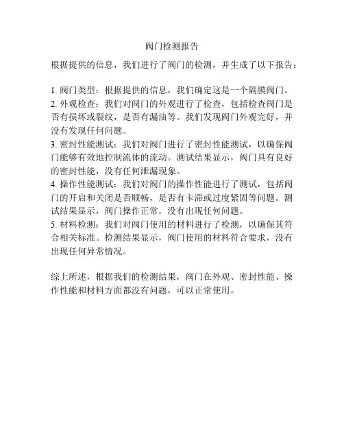 阀门检测报告