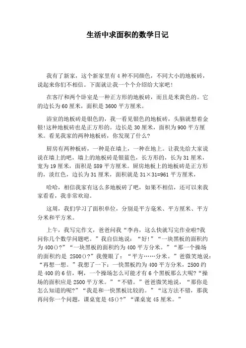 生活中求面积的数学日记