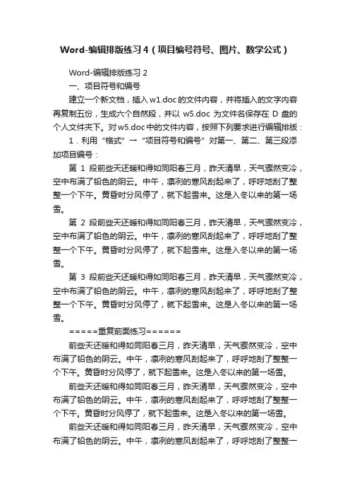 Word-编辑排版练习4（项目编号符号、图片、数学公式）