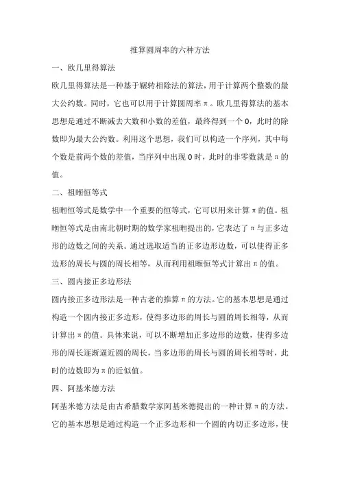 推算圆周率的六种方法