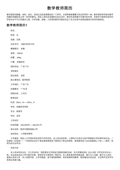 数学教师简历